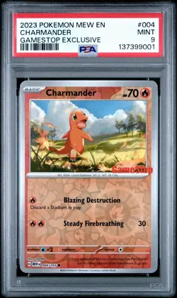 PSA 9 CHARMANDER 004 POKEMON 151 GAMESTOP STAMP EXCLUSIVE PROMO MINT - Image 1