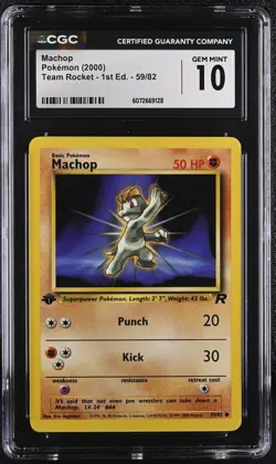 2000 Machop Pokemon 59/82 Team Rocket 1st Ed. CGC 10 - Image 1