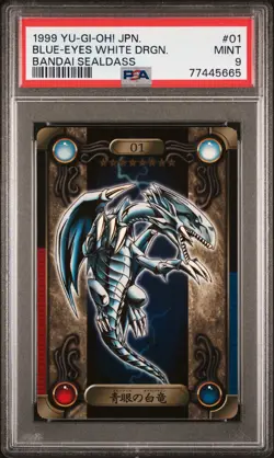 1999 Blue-Eyes White Dragon Yu-Gi-Oh! Japanese Bandai Sealdass Holo PSA MINT 9 - Image 1