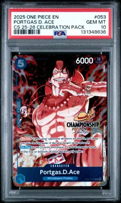 Portgas D Ace CS 25-26 Celebration Pack Promo PSA 10 One Piece OP07-053 English - Image 1