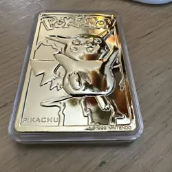 Pokemon 1999 Burger King Pikachu Trading Card 23K Gold-Plated In Plastic Case - Image 3