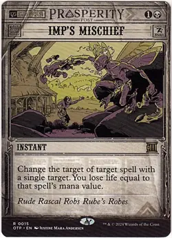 MTG Outlaws of Thunder Junction Breaking News Imp's Mischief (Rare) - Image 1