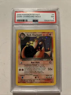 Pokemon TCG 2000 Team Rocket Dark Charizard Holo PSA 7 NM - Image 1
