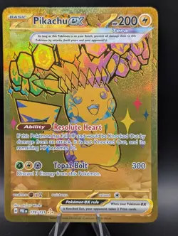 2024 Pokemon SV Prismatic Evolutions 179/131 Pikachu ex Gold Hyper Rare - Image 1