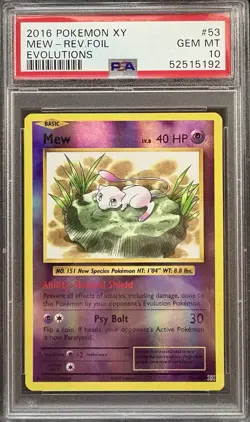 Mew 53/108 Pokemon PSA 10 GEM MT XY Evolutions Reverse Holofoil Rare - Image 1