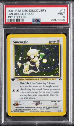 2001 POKEMON NEO DISCOVERY 1ST EDITION #11 SMEARGLE-HOLO PSA 9 - Image 1