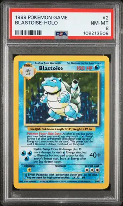 1999 POKEMON GAME #2 BLASTOISE-HOLO PSA 8 - Image 1