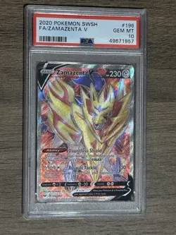 2020 Pokemon Sword & Shield Base Zamazenta V Full Art #196 PSA 10 Gem Mint - Image 1