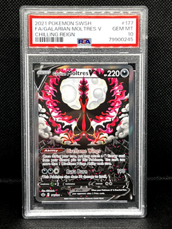 2021 POKEMON SWORD/SHIELD CHILLING REIGN #177 FULL ART GALARIAN MOLTRES - PSA 10 - Image 1