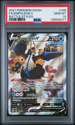 2021 POKEMON SWORD & SHIELD BATTLE STYLES #146 FULL ART/EMPOLEON V PSA 10 - Image 1