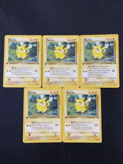 1999 Pokemon 1st Edition Jungle Pikachu 60/64 BIG LOT OF 5 Cards HP - Image 1