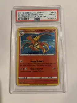 2022 POKEMON SWSH BLACK STAR PROMO #075 SPECIAL DELIVERY CHARIZARD-HOLO PSA 8 - Image 1