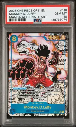 2025 One Piece OP-11 Monkey D. Luffy Manga Alternate Art PSA 10 Gem Mint - Image 1