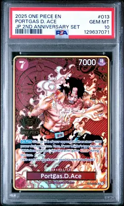 Portgas.D.Ace (One Piece English Version 2nd Anniversary Set) OP02-013 PSA 10 - Image 1
