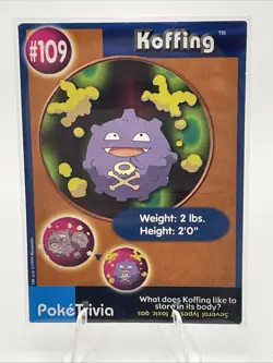 Koffing 109 Pokemon Burger King PokeTrivia Trading Card - Image 1