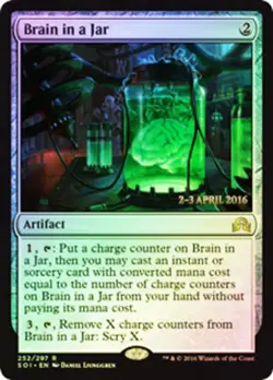 1 x Brain in a Jar - Foil - Prerelease Promo - Shadows Over Innistrad - NM-Mint - Image 1