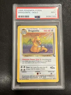 1999 Pokemon Fossil #4 Dragonite Holo PSA 9 MINT - Image 1