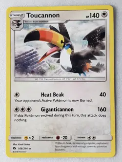 Toucannon 166/214 - RARE Lost Thunder Sun Moon Pokemon Card - Kouki Saitou Art - Image 1
