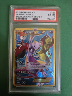 Pokemon TCG XY Breakthrough Mewtwo EX Full Art Secret Rare Card 163/162 PSA 6 - Image 1