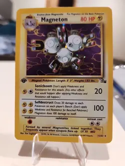Pokemon TCG Magneton 11/62 1st Edition Fossil Holo Rare LP/NM Condition - Image 1