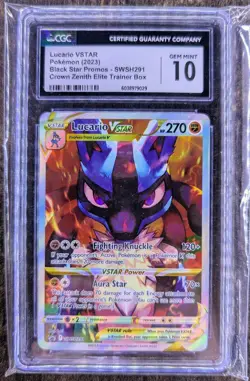 2023 Pokemon Black Star Promo Crown Zenith SWSH291 Lucario Vstar CGC 10 - Image 1