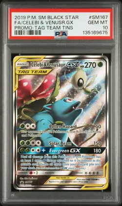 Pokemon Celebi & Venusaur GX SM167 BSP S&M Tag Team Tins Promo GEM MINT PSA 10 - Image 1