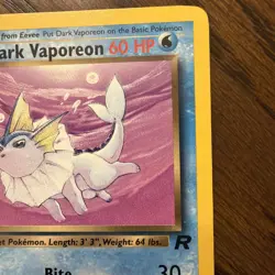 Pokemon Team Rocket Non-Holo 1st Edition Dark Vaporeon, 45/82 LP - MP - Image 3