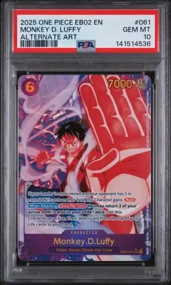 PSA 10 Monkey D. Luffy EB02 061 (Alternate Art) 2025 One Piece (Gem Mint 10) - Image 1