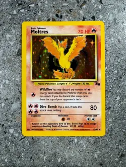 Pokemon TCG Cards Moltres 12/62 Fossil Holo Rare EXC - Image 1
