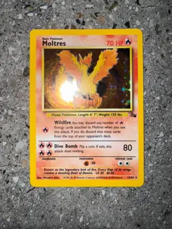 Pokemon TCG Cards Moltres 12/62 Fossil Holo Rare EXC - Image 3
