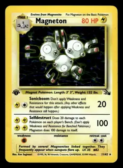 Magneton 11/62 1st Edition Holo Rare Fossil Set Pokemon Card - Image 1