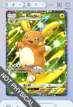 Pokemon TCG POCKET - Alolan Raichu Rainbow Rare 2⭐, Celestial Guardians, English - Image 1