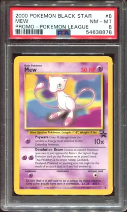 Mew 8 Non-Holo PSA 8 League Black Star Promo Pokemon Card - Image 1