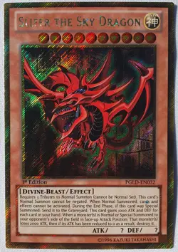 Yugioh 1x Slifer the Sky Dragon PGLD-EN032 Premium Gold Rare 1st Ed Near Mint - Image 1