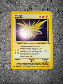 Pokemon TCG Cards Zapdos 15/62 Fossil Holo Rare NM - Image 3