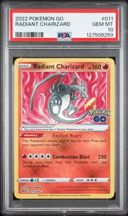 2022 POKEMON GO #011 RADIANT CHARIZARD PSA 10 - Image 1
