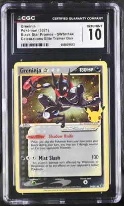 CGC 10 - Greninja Gold Star SWSH144 Celebrations ETB Promo Pokemon 25th Gem Mint - Image 1