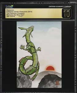 CGC 10 Pristine Rayquaza Pokemon Center Japan Welcome the New Year Postcard 2014 - Image 1