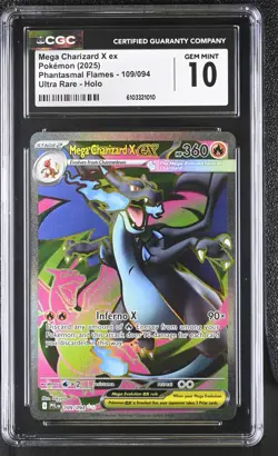 CGC 10 Mega Charizard X ex 109/094 Ultra Rare Pokemon Phantasmal Flames Gem Mint - Image 1