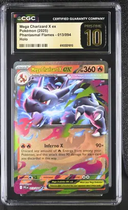 CGC 10 Pristine - Mega Charizard X ex 013/094 Pokemon Phantasmal Flames English - Image 1