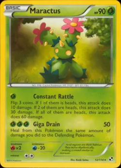 2x (BW1-012) Maractus Rare Pokemon B&W Base Set Card # 12 - Image 1