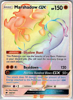 Marshadow GX (Secret) 156/147 SM - Burning Shadows - Pokemon Card - NM - Image 1