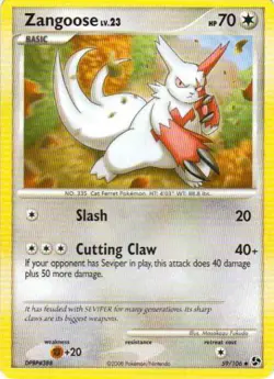 2x (pok-GE-059) Zangoose (U) Pokemon D&P Great Encounters Card # 59 - Image 1