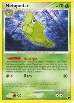 2x (pok-GE-047) Metapod (U) Pokemon D&P Great Encounters Card # 47 - Image 1