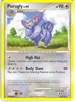 2x (pok-DP-036) Purugly (R) Pokemon Diamond & Pearl Base Set Card # 36 - Image 1