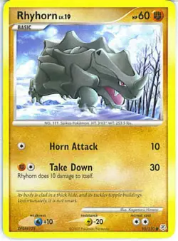 2x (pok-DP-095) Rhyhorn (C) Pokemon Diamond & Pearl Base Set Card # 95 - Image 1