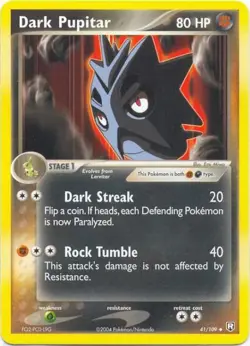 (pok-TRR-041) Dark Pupitar (U) Pokemon EX Team Rocket Returns Card # 41 - Image 1