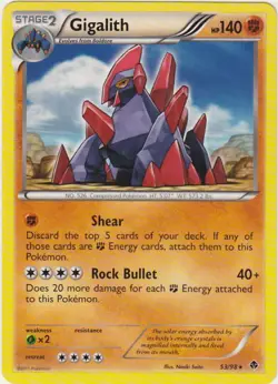 2x (BWEP-53) Gigalith Rare Pokemon B&W Emerging Powers Card #53 - Image 1