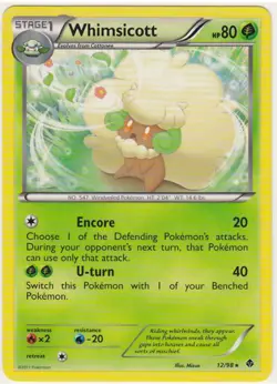 2x (BWEP-12) Whimsicott Rare Pokemon B&W Emerging Powers Card #12 - Image 1