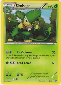 2x (BWEP-2) Simisage Rare Pokemon B&W Emerging Powers Card #2 - Image 1